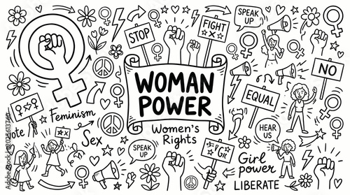 Woman power, feminism and equality concept illustration