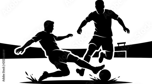 Bilde på lerret FIFA Would Cup Soccer player silhouettes, football kick illustration, sports ico