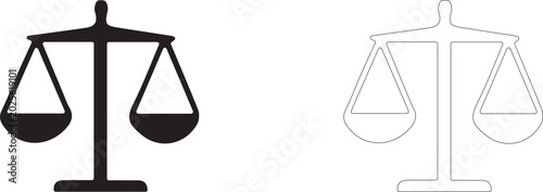Foto Scales icon, symbol of life balance, harmony, weight control, diet and Libra zodiac sign, vector icon in two styles: glyph and outline