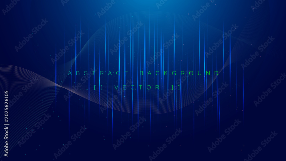 Naklejka premium Abstract Blue Digital Light Streaks and Wave Lines Background