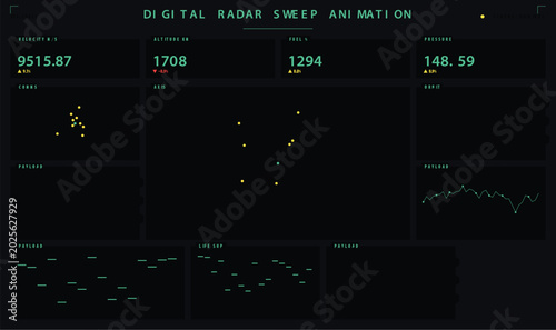 Photos Futuristic space station control panel interface with orbital telemetry data vec