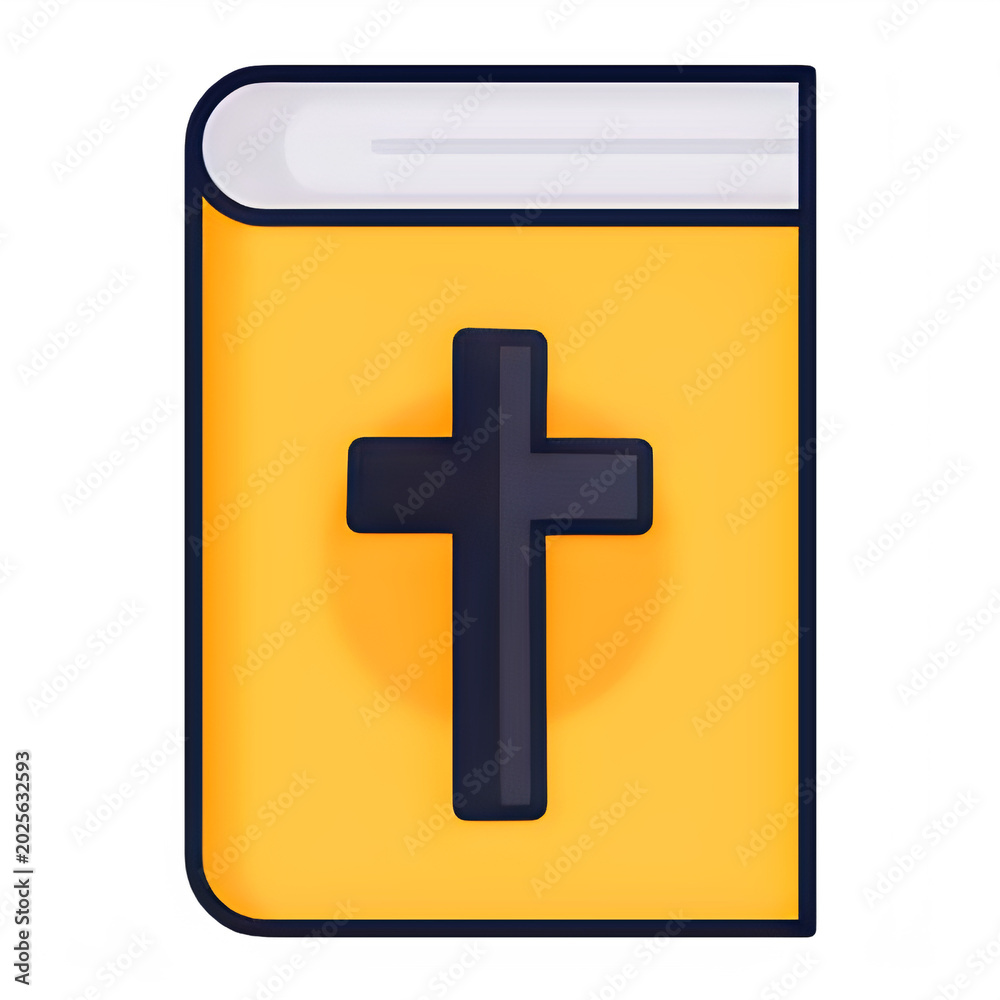 Fototapeta premium Holy bible book with christian cross icon isolated on transparent background for design projects