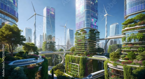 futuristic city powered by renewable energy