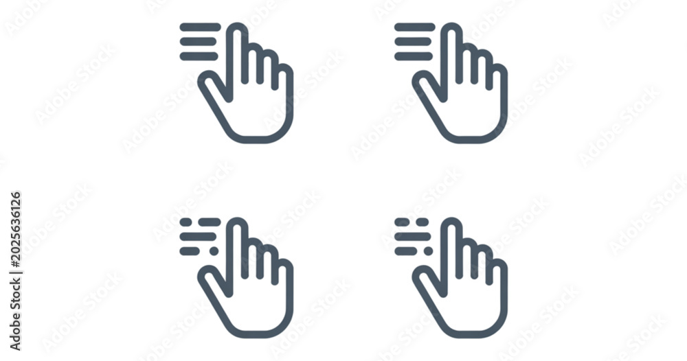 Fototapeta premium Four hand icons pointing up in different directions on blue circles Vector
