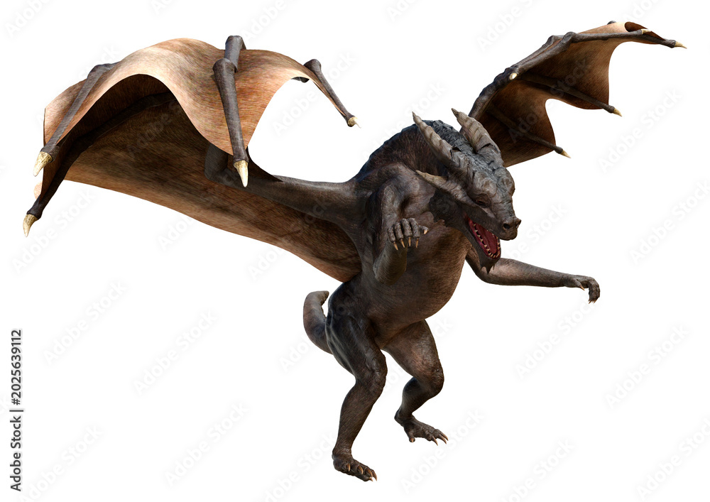 Fototapeta premium 3D Rendering Fairy Tale Dragon on White
