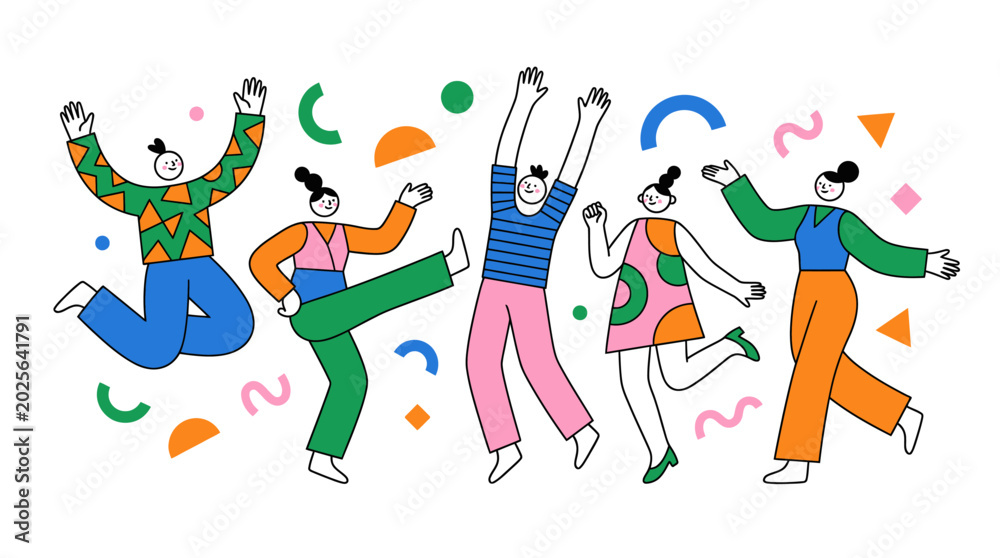 Fototapeta premium People Celebrating with Confetti and Cheer.