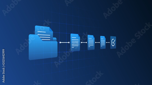 Fotografie Digital document processing workflow with file management, data validation and approval automation