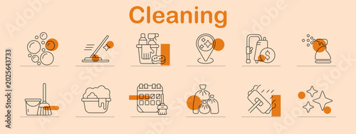 Billede på lærred Cleaning set icon