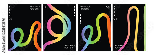 Modern Abstract Gradient Poster Collection with Colorful Fluid Line Shapes