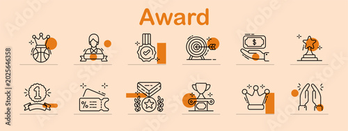 Valokuva Award set icon
