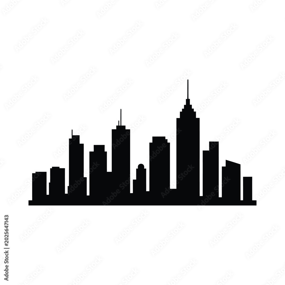 Fototapeta premium city skyline silhouette against white background