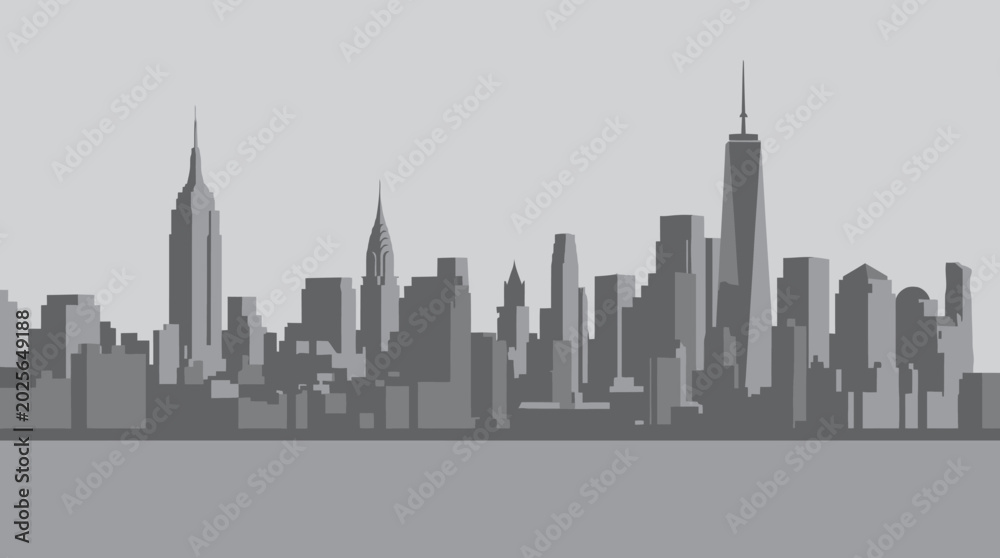 Fototapeta premium New York City skyline illustration.