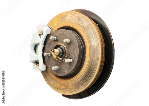Billede på lærred Car ventilated front brake disc with caliper