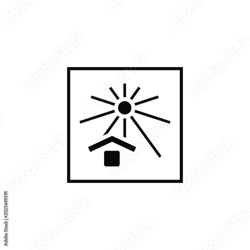 Keep Away From Sunlight Packaging Warning Icon Vector Illustration