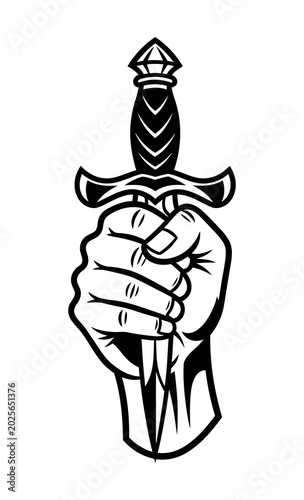 Tableau sur toile Dynamic monochrome illustration depicting a resolute hand firmly clutching a jew