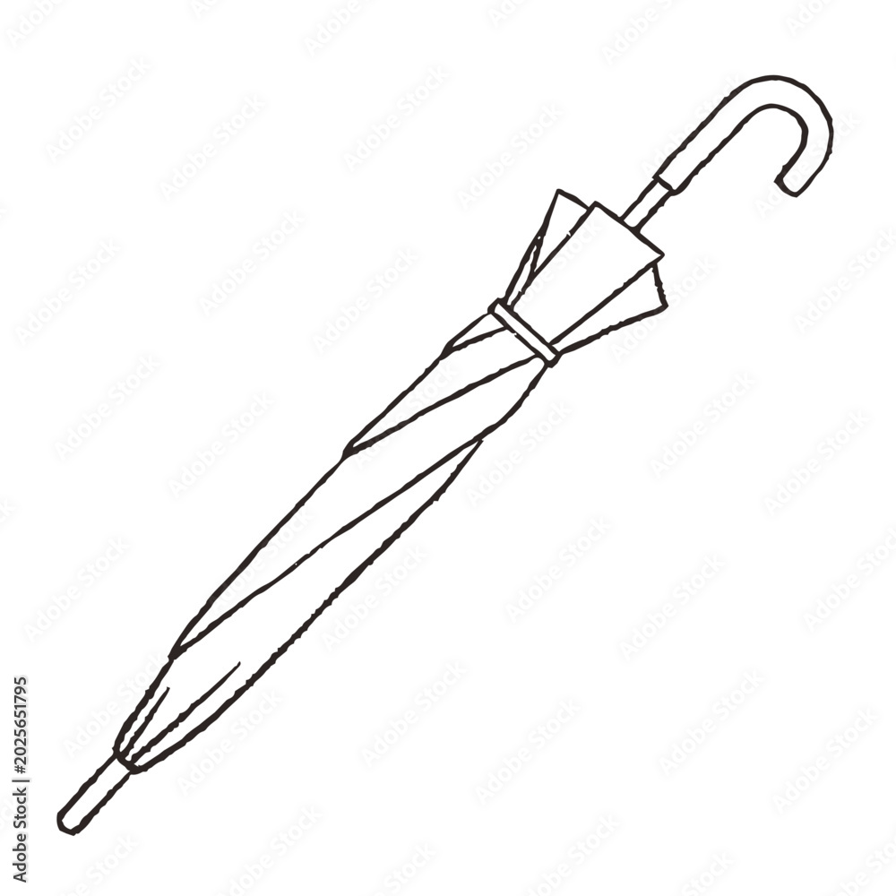 Obraz premium Line Drawing of a Closed Long Umbrella