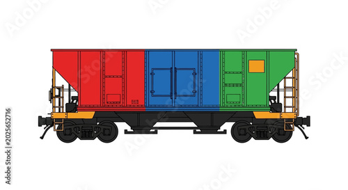 Foto Colorful hopper railcar side view on white background silhouette