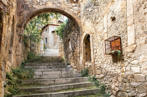 stepped pedestrian street going up in Abruzzo Village Navelli , Italy, part o...