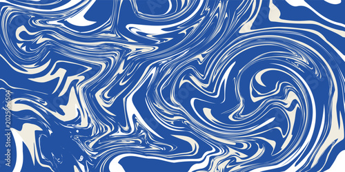 Abstract blue and white marble liquid swirl background. Elegant fluid acrylic texture with wavy organic lines for wallpaper, packaging, or modern digital art designs.