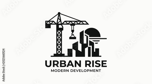 Urban construction crane graphic logo.
