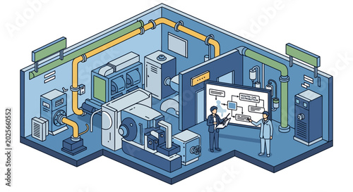 Isometric Industrial Factory System Protocol Presentation Vector