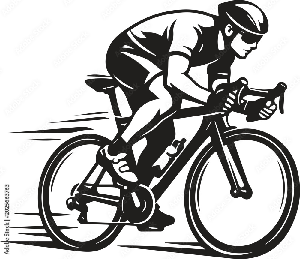Naklejka premium Cyclist on a racing bike in motion