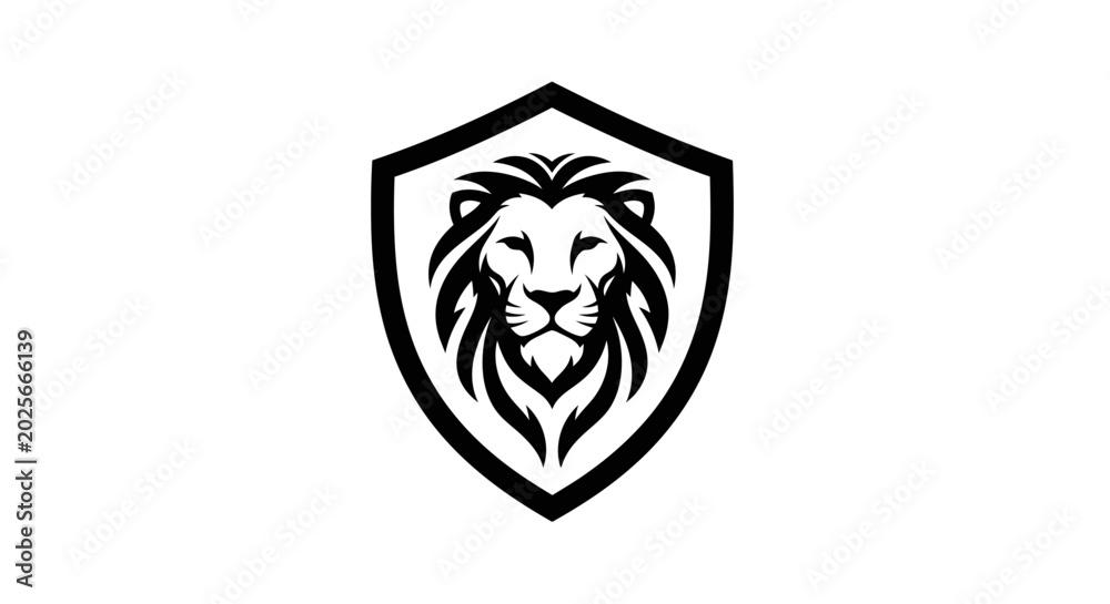 Obraz premium Lion Head Logo Shield Emblem.