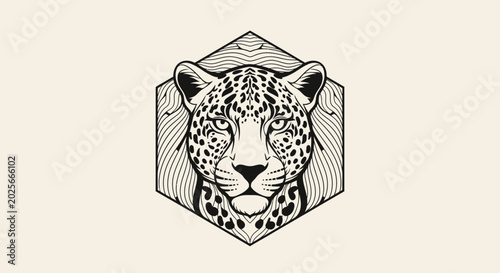 Bild auf Leinwand Leopard Face Closeup Illustration Portrait.