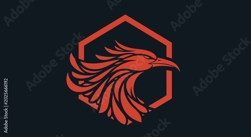 Quadro su tela Red Phoenix Bird Logo Design.