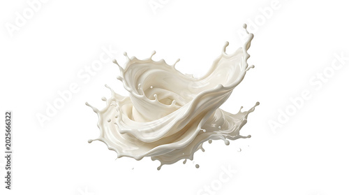 Splash of creamy milk or yogurt isolated on transparent background