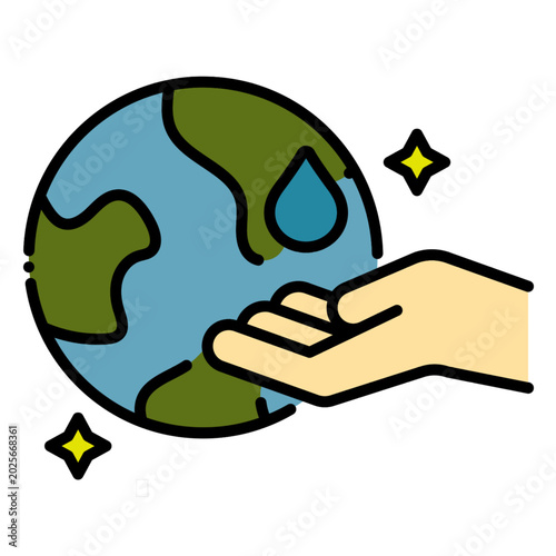 Tableau sur toile Save Earth's Water Resources Concept Illustration Icon featuring a clean and mea