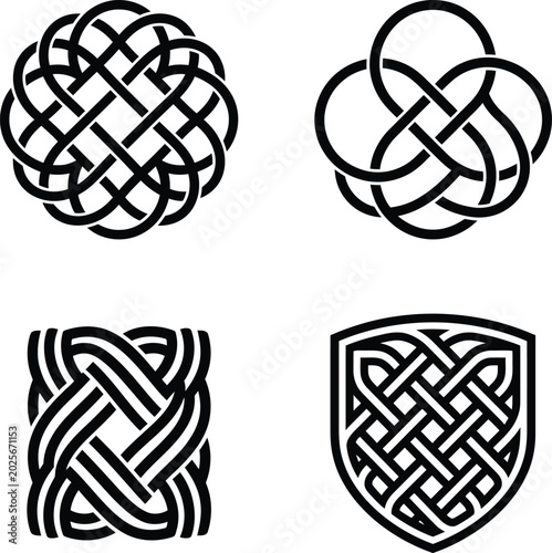 Fotografie A collection of four complex celtic knot vector designs presented in high resolution with professional quality