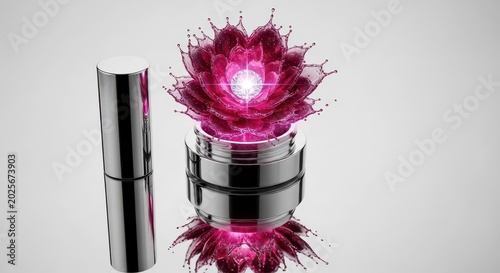 Cosmetic makeup pink sparkles tube.