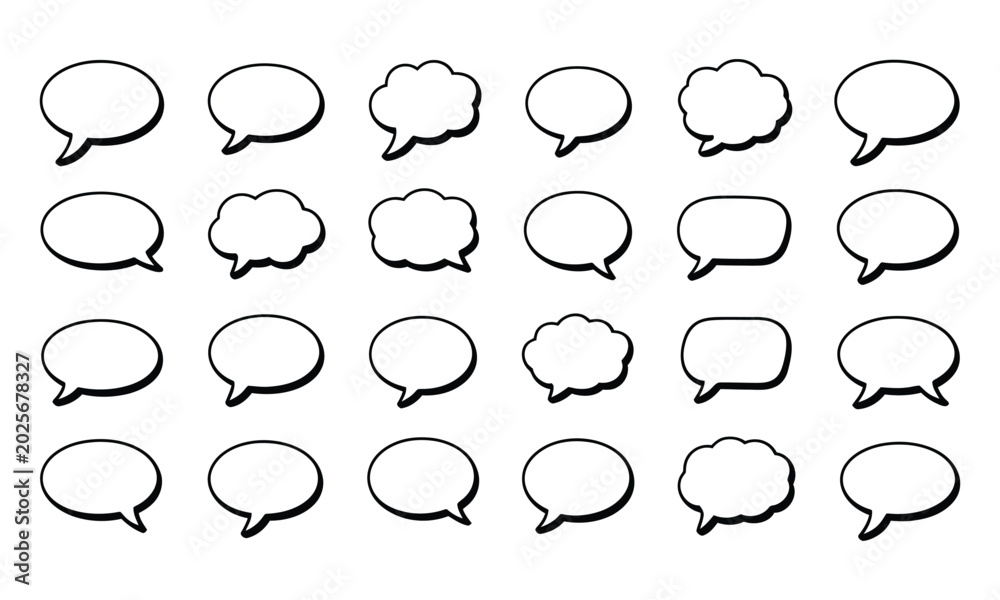 Fototapeta premium Speech bubble and thought bubble shapes in various styles