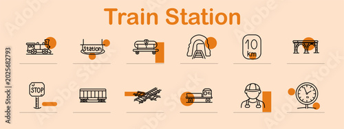Quadro em tela Train station set icon