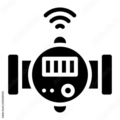 smart water meter line icon