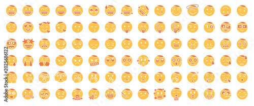 Tableau sur toile Emoji glyph yellow icon set