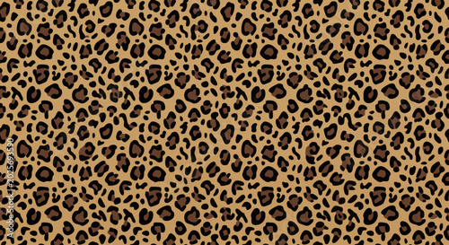 Flat seamless vector background of realistic leopard skin pattern
