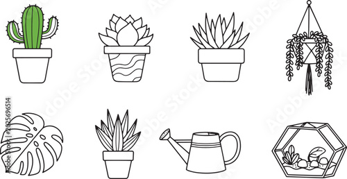 Schilderij op canvas Collection of various potted plants.