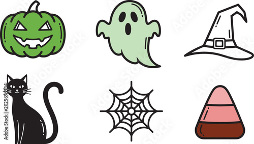 Halloween icons and symbols collection.