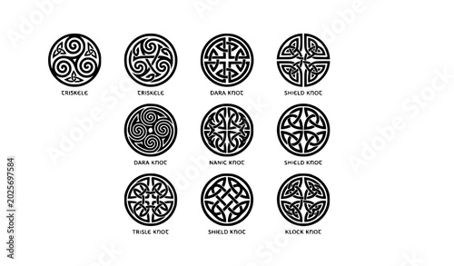 Photos Decorative Celtic knotwork silhouette vector collection with interlocking geomet