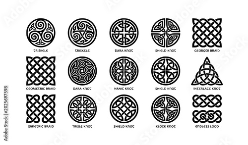 Bild auf Leinwand Premium Celtic knot silhouette vector pack with woven loops and tribal geometric