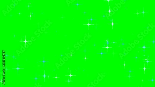 Tiny blue and white stars glitter and shimmer across a bright green screen, providing a versatile backdrop for creative projects.