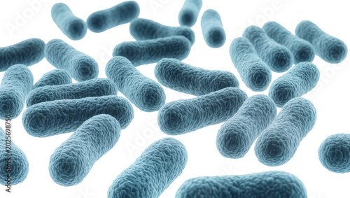 Fotografi Microscopic blue bacillus bacteria, isolated on transparent background