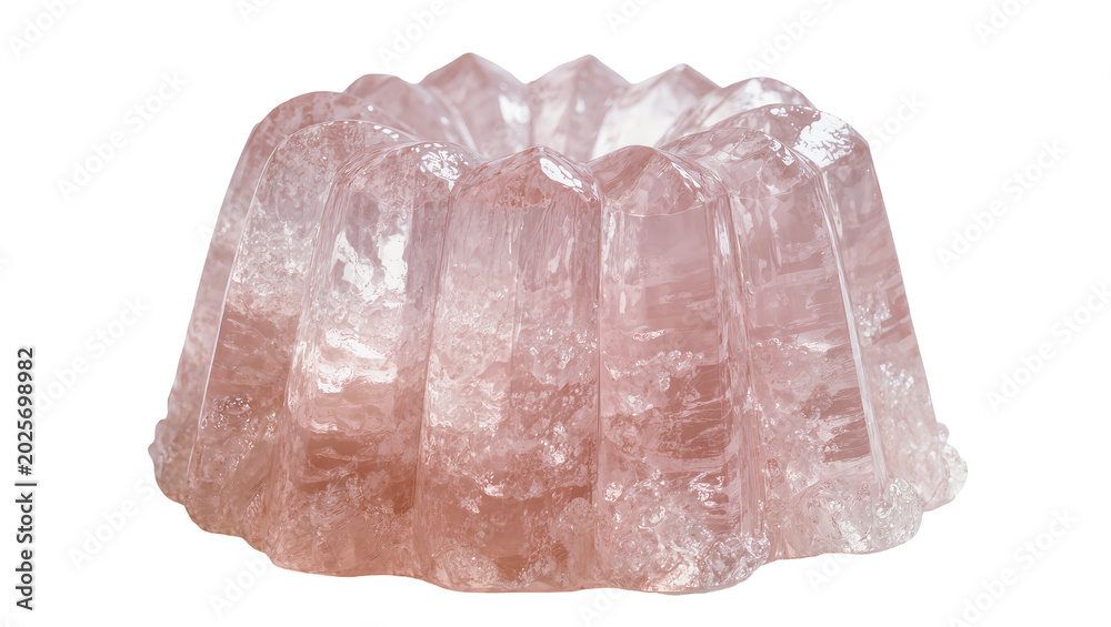 Fototapeta premium Pink crystal bundt cake mold with fluted sides, isolated on transparent background