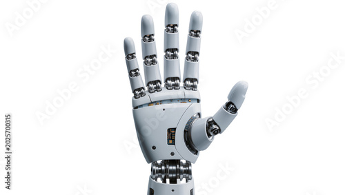 Foto Detailed robotic hand with articulated fingers, isolated on transparent backgrou