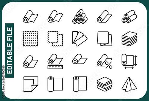 Tableau sur toile Fabric textile line icon set