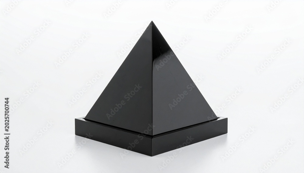 Fototapeta premium Glossy black pyramid on square base.