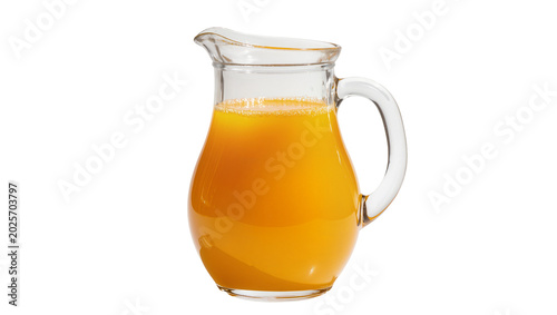 фотографія Glass pitcher filled with orange juice, isolated on transparent background
