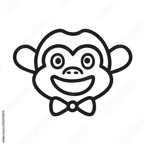 Canvas Print Cute monkey head illustration wearing a formal bow tie presented as a clean mini